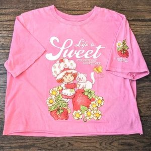 🍓🍰 New Strawberry Shortcake Cropped Short Sleeve Tee Shirt Large